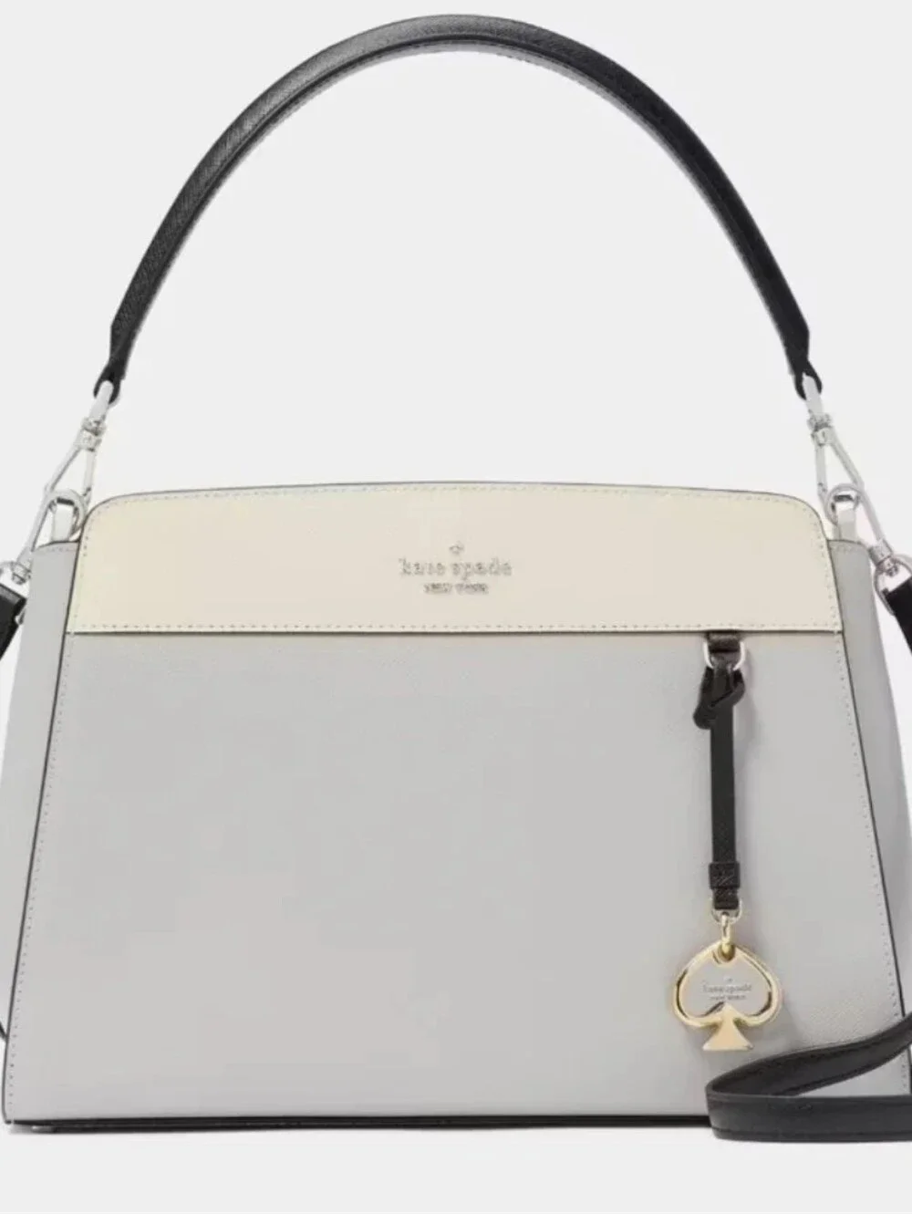 kate spade Two-ToneWhite and Light Gray Madison medium Satchel NWT